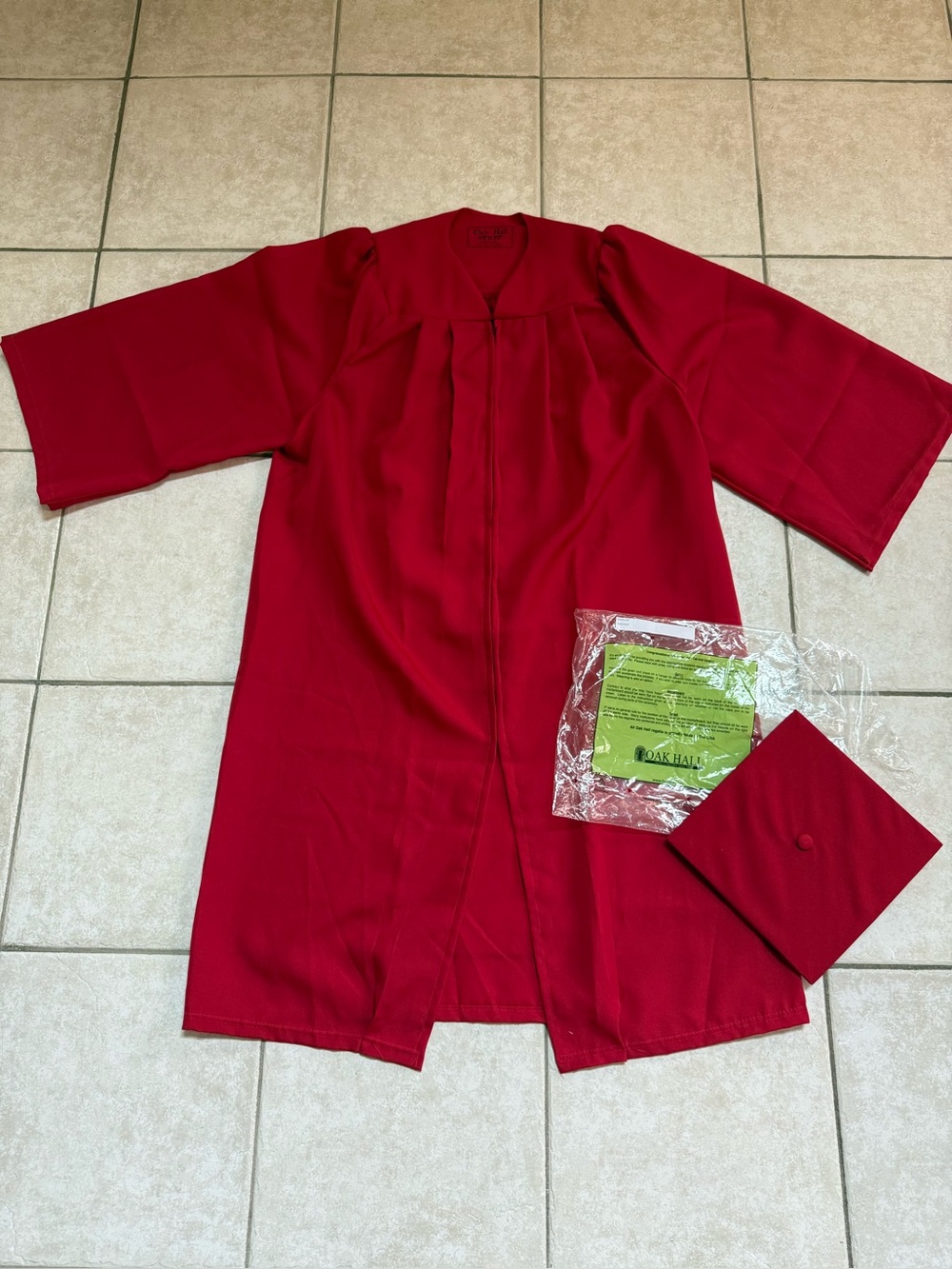 Red Graduation Cap and Gown Set